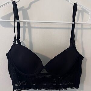 Black Lace Bralette Adjustable Straps Underwire Size 32A